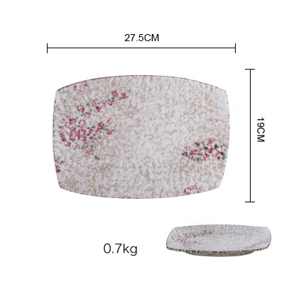 Japanska zakka stil keramiska servis tallrikar små rosa blommor tryckt under glaserade kinesiska porslin middag tallrik porslin: C