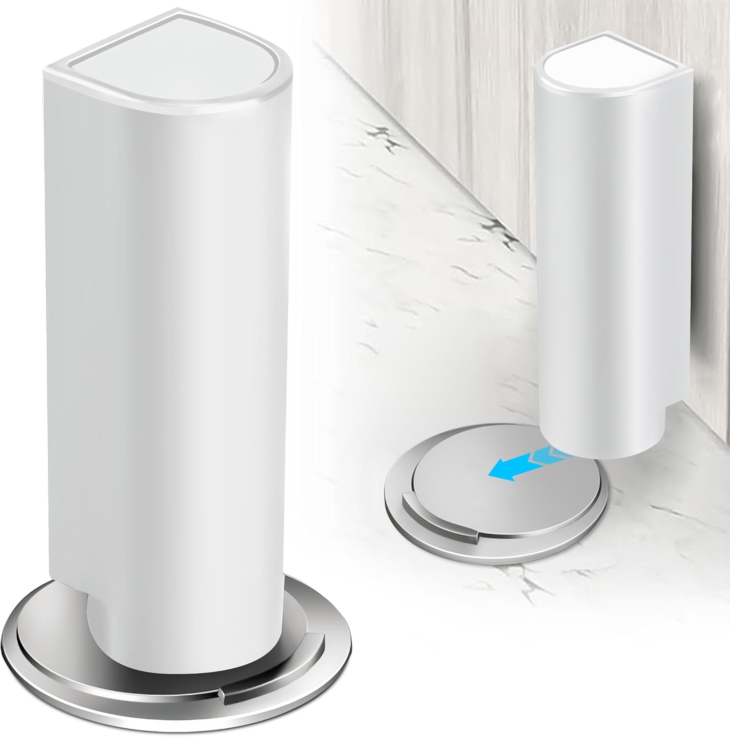 Tope de puerta súper magnético para herrajes para el hogar, oficina y muebles: protector de pared y parachoques para puerta oculta: Plata