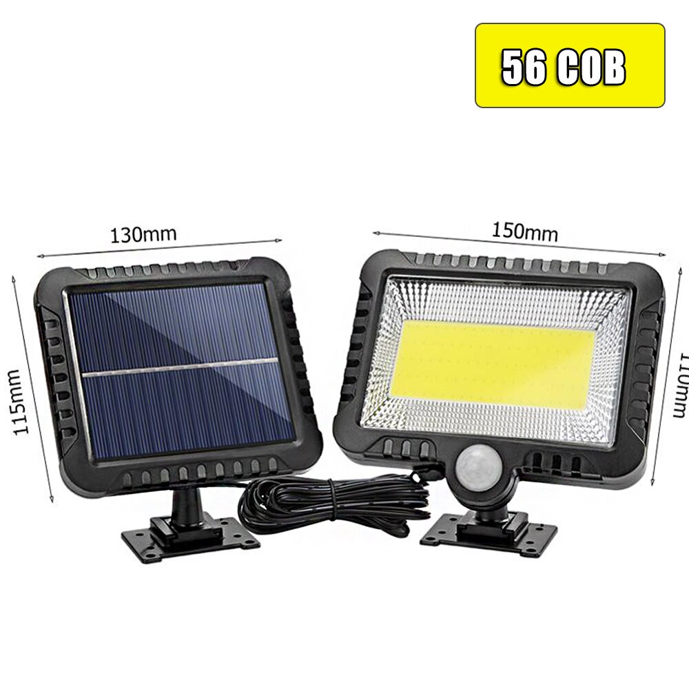 120LED COB Solar Light Motion Sensor Outdoor Waterproof Garden Solar Lights For Path Led Street Split Outdoor Solar Wall Lamp: 56COB