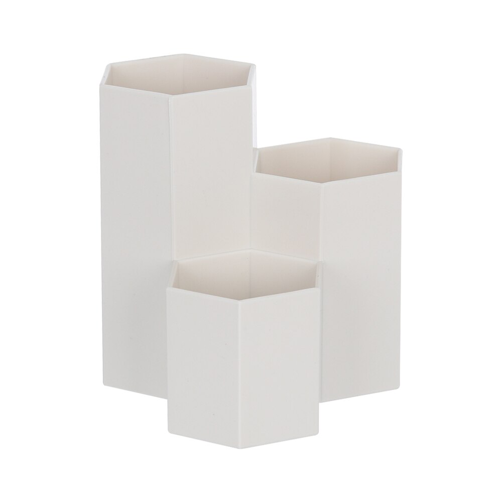 1PC Home Office Hexagonal Pen Pencil Holder Pen Storage Cosmetic Makeup Storage Box Desk Drawer Organizer: beige