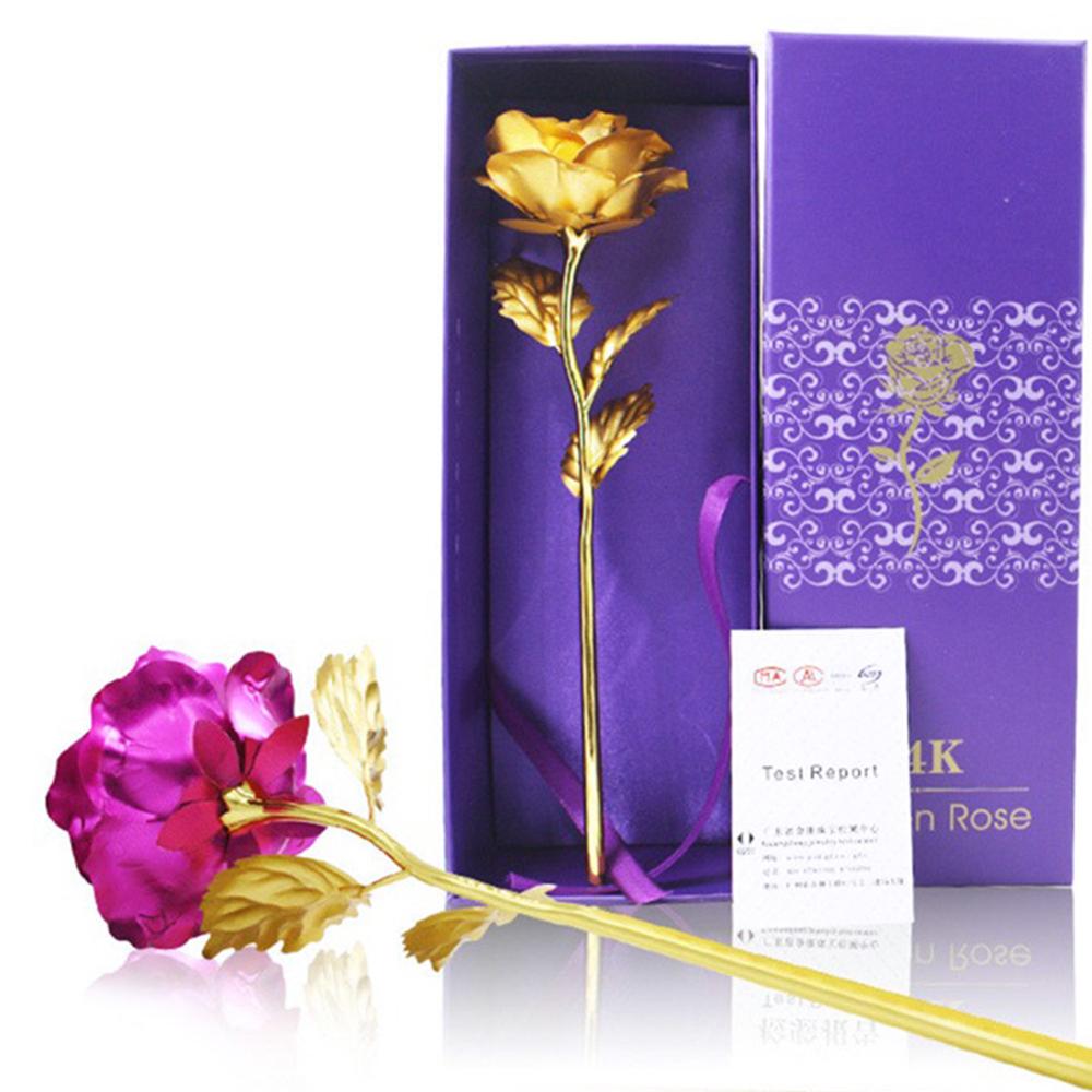 24K Gold Foil Rose Gold Rose Valentine's Day Wedding Anniversary Gold Foil Box Giveaway Small: Rose red ordinary