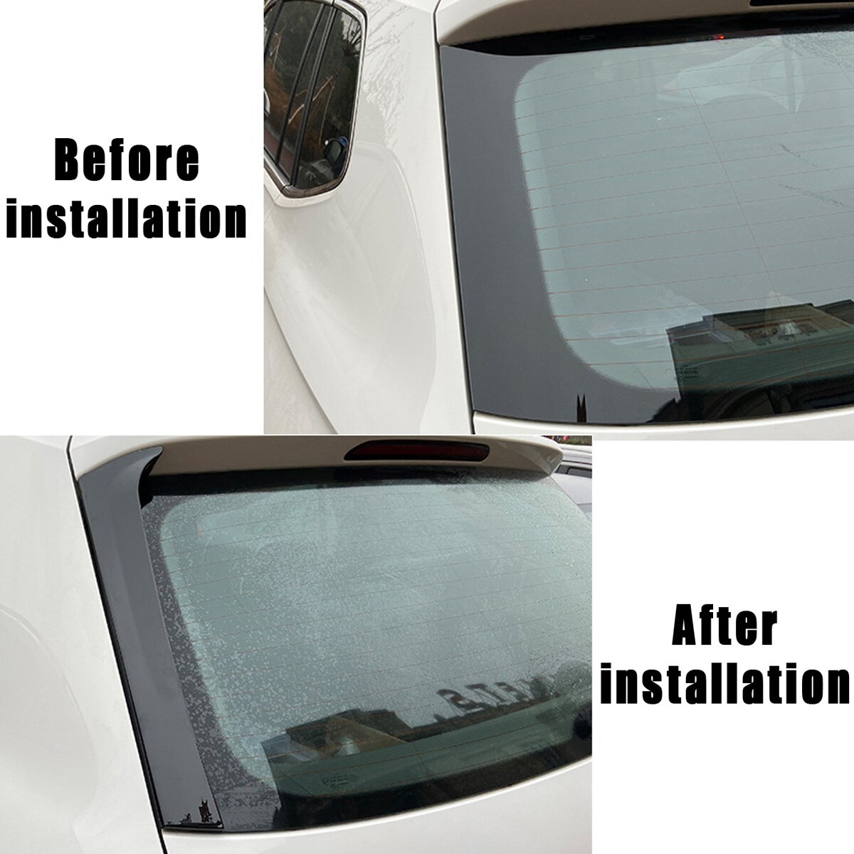 2Pcs Car Window Rear Spoiler Side Wing Splitter Trim for Tiguan MK2 + Gloss Black Exterior Parts Auto Replacement Parts