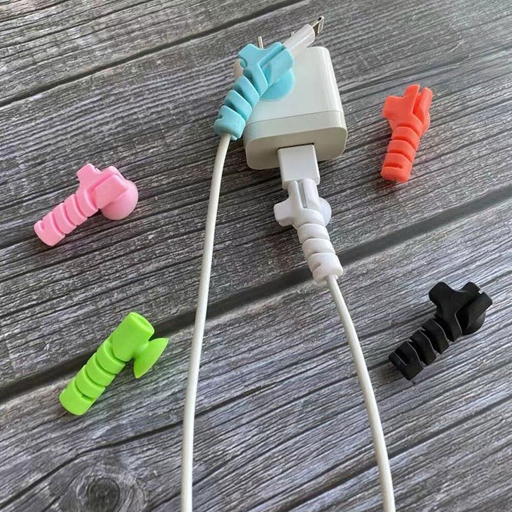 4/20Pcs Zuignap Kabel Beschermhoes Universele Spiraal Data Beschermhoes Voor Apple Android Originele Oplaadkabel