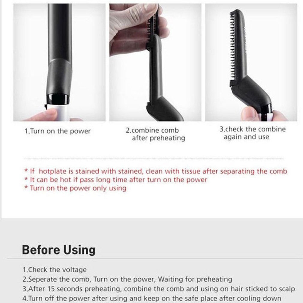 Professionelle Männer Wärme Haar Styling Keramik Glätteisen Multifunktionale Haar Kamm Pinsel Haar Volumize Begradigen