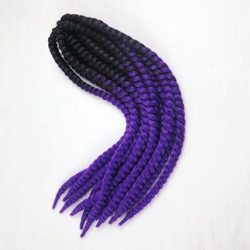 Désir de cheveux 1 paquet 120 grammes 12 brins synthétique havane torsion cheveux ombre deux tons 3 tons couleur crochet tresses extensions de cheveux: # Violet