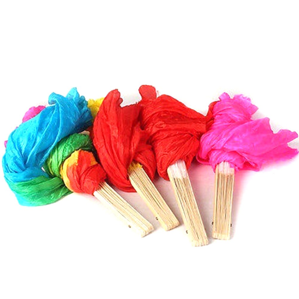 Abanicos con velos largos de bambú hechos a mano para danza del vientre, traje de danza del vientre para mujeres, abanicos de seda