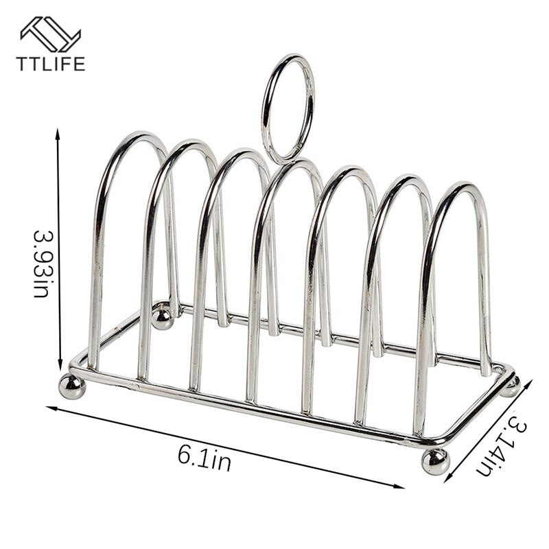 TTLIFE Food Display Toast Rack Kitchen Stainless Steel 6 Slice Party Restaurant Bread Holder Breakfast Utensil Household