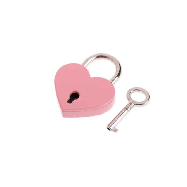 Heart Shape Vintage Old Antique Style Mini Archaize Padlocks Key Lock with Key Metal Twist Lock for Bags: Pink