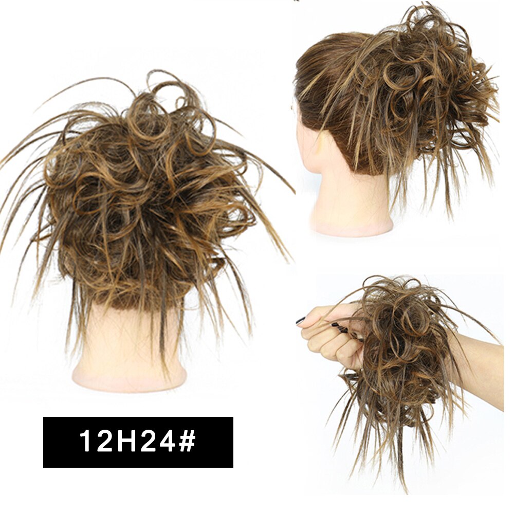 Werd Rommelig Haar Ring Fiber Synthetische Hittebestendige Pruik Broodje Krullend Elastische Haarband Dames Mode Haar Ring Natuurlijke Pruik: T1B/4/30