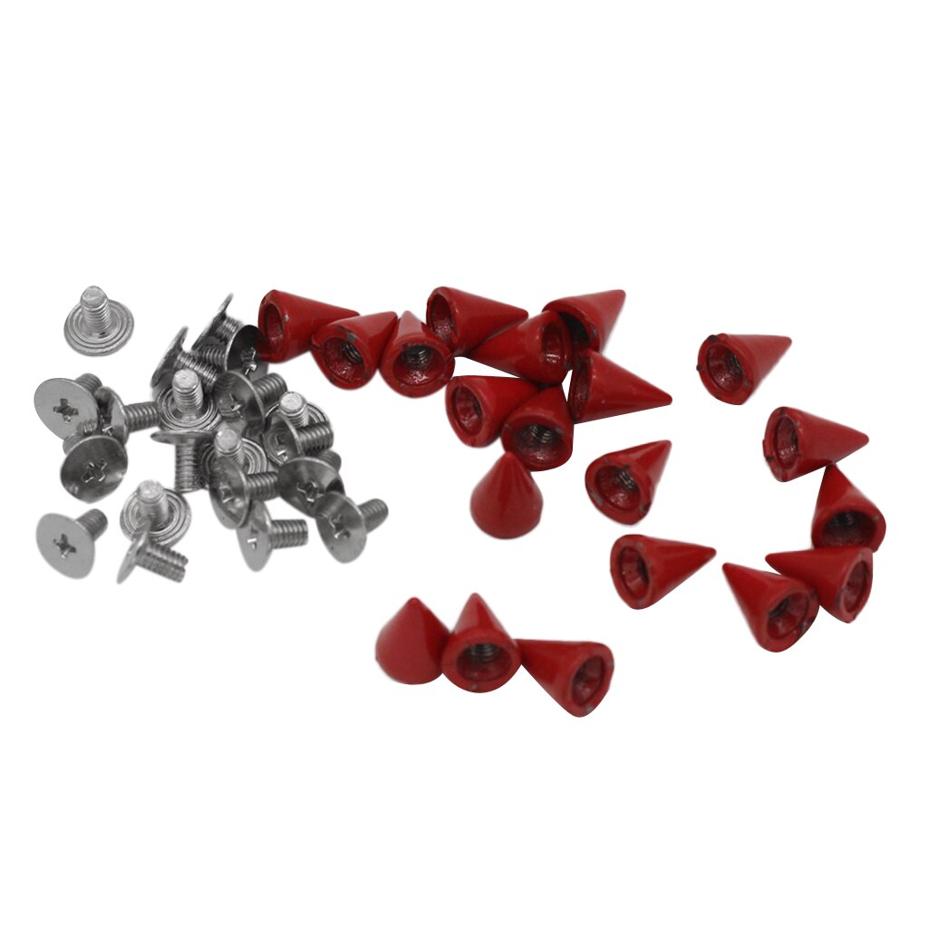 20 Sets 7x10mm Red Cone Screw Metal Studs Leathercrafts Rivet Spikes