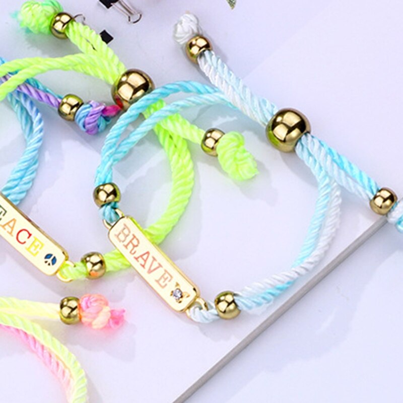 4Pcs Handgemaakte Gevlochten Armband Verstelbare Kleurrijke Touw Geweven Armband Mode-sieraden Voor Vrouwen Tiener Meisjes Party Gunsten