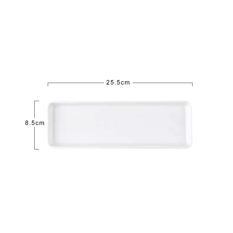 Ceramics Rectangle Plate Salad Steak Pasta Household Kitchen Dishes and Plates Sets Japanese Sushi Ceramica Plates: White