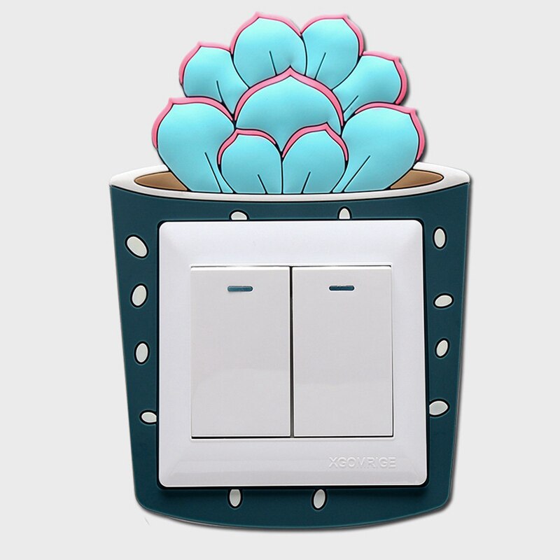 Pegatina de Cactus luminoso para interruptor, cubierta de interruptor de plantas suculentas creativas, pegatinas de pared, decoración de interruptor de luz, 1 ud.: type6
