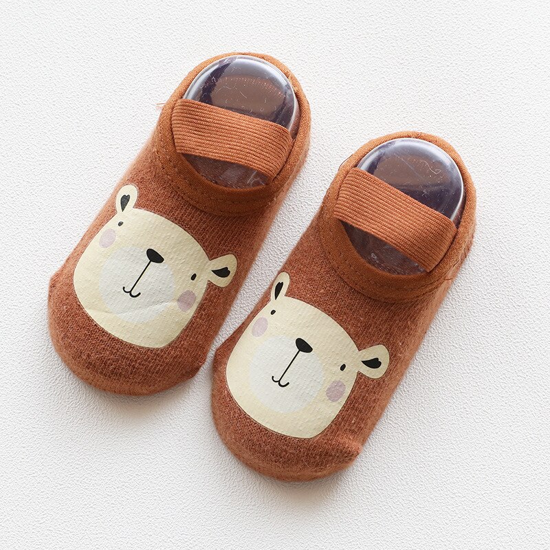 Wecute Newborn Baby Sock Cotton Short Anti Slip Ankle Socks Elastic Unisex First Walker Shoes For Infant Boys Girls Solid Color: Bear