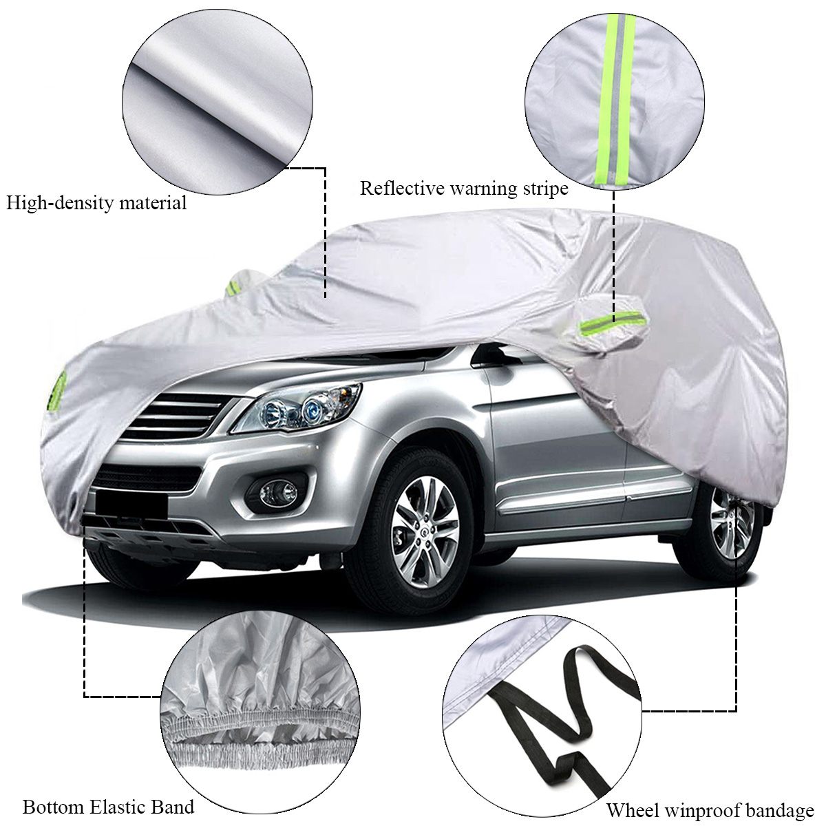 Volledige Auto Covers Voor Universele Suv Zon Uv Sneeuw Bescherming Indoor Outdoor Waterdichte Stofbestendig M-XXL Zilveren Auto Cover