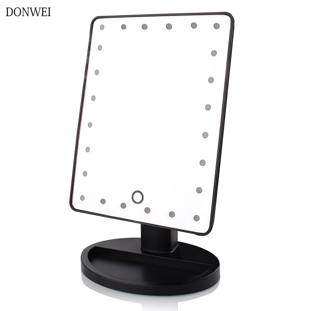 Donwei Led Touch Screen 24 Licht Make-Up Spiegel Tafel Desktop Make Spiegels Vanity Licht Gezondheid Beauty Led Spiegel Batterij