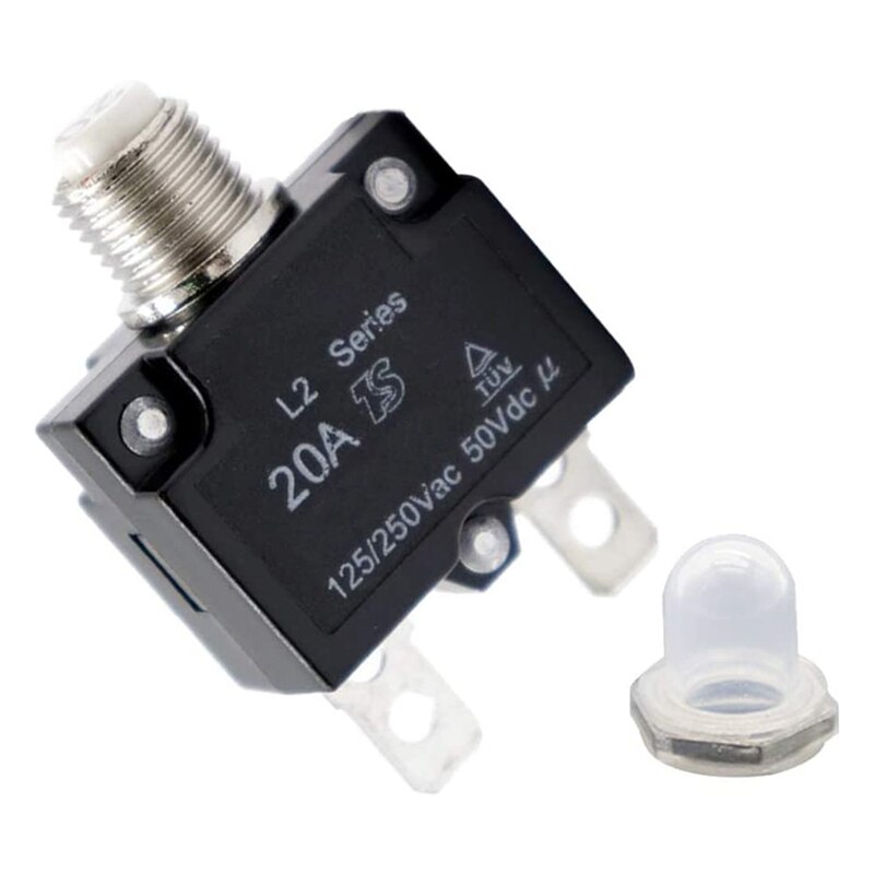 2Pcs 20A/10A Push Button Manual Reset Thermal Circuit Breaker Overload Switch