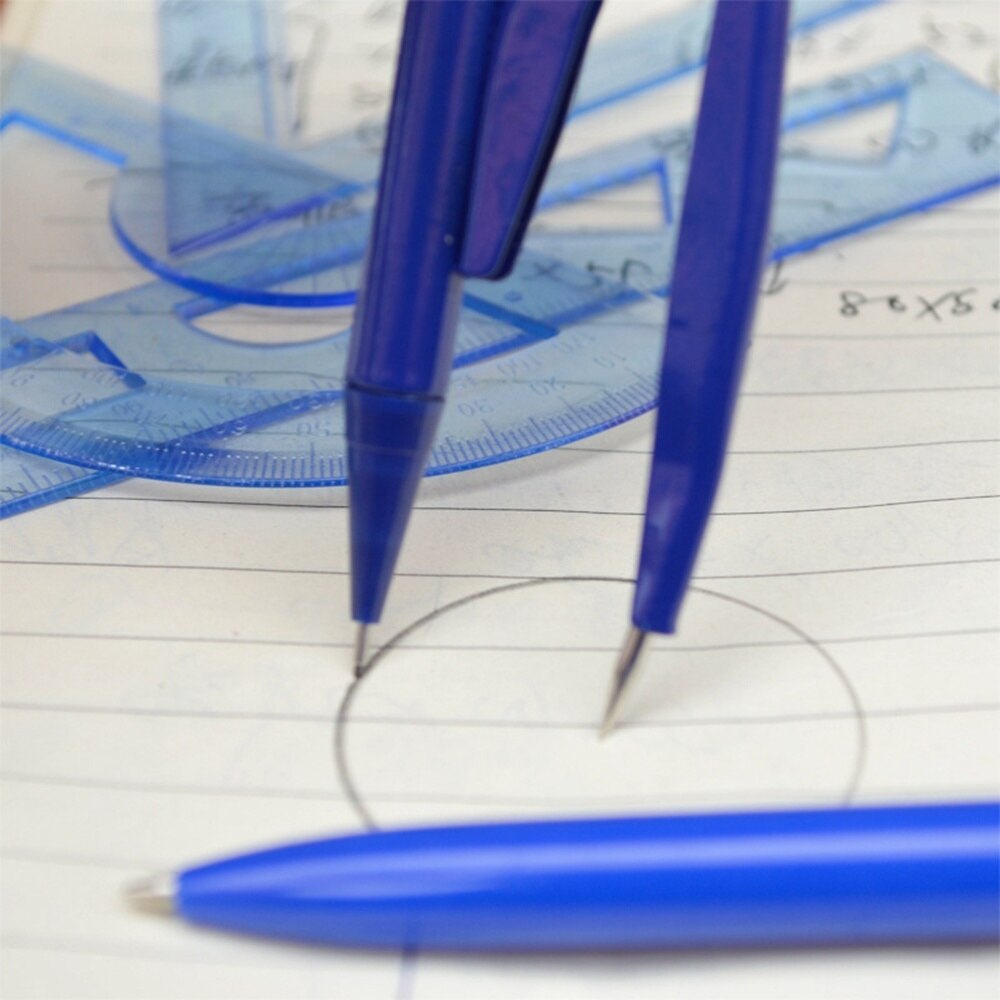 7pcs Compasses Set Geometry Drawing Tool with Protractor Divider Ruler Pencil Set Square(1 Compasses,1 Pen,1 Refill,4 Rulers)