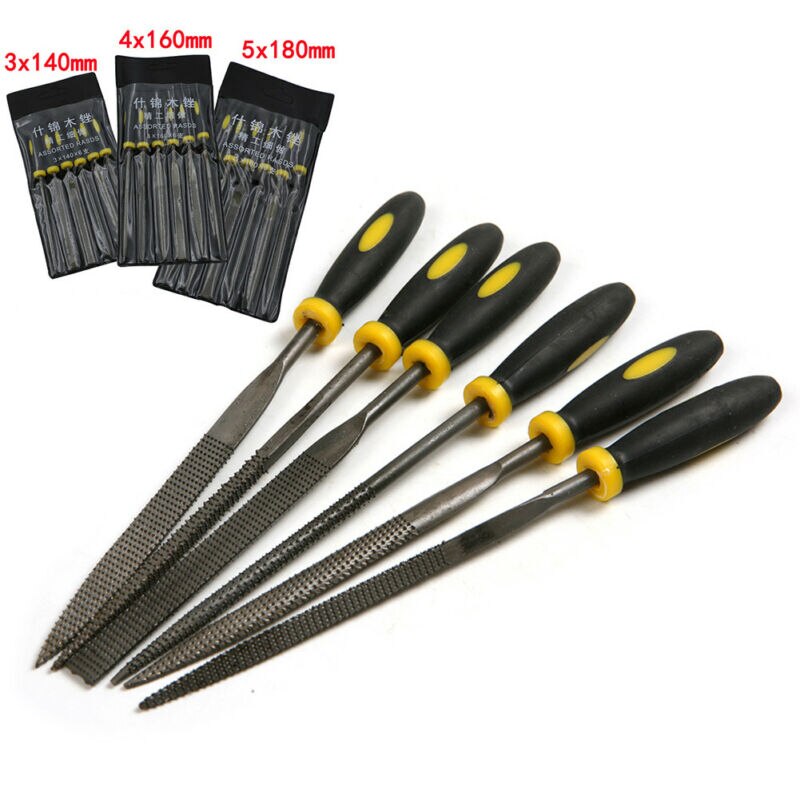 6pcs DIY Assorted Rasp Diamond Needle File Repair Tool Set Jewelry Wood Grinding Half Round,Round,Flat,Triangle,Square files