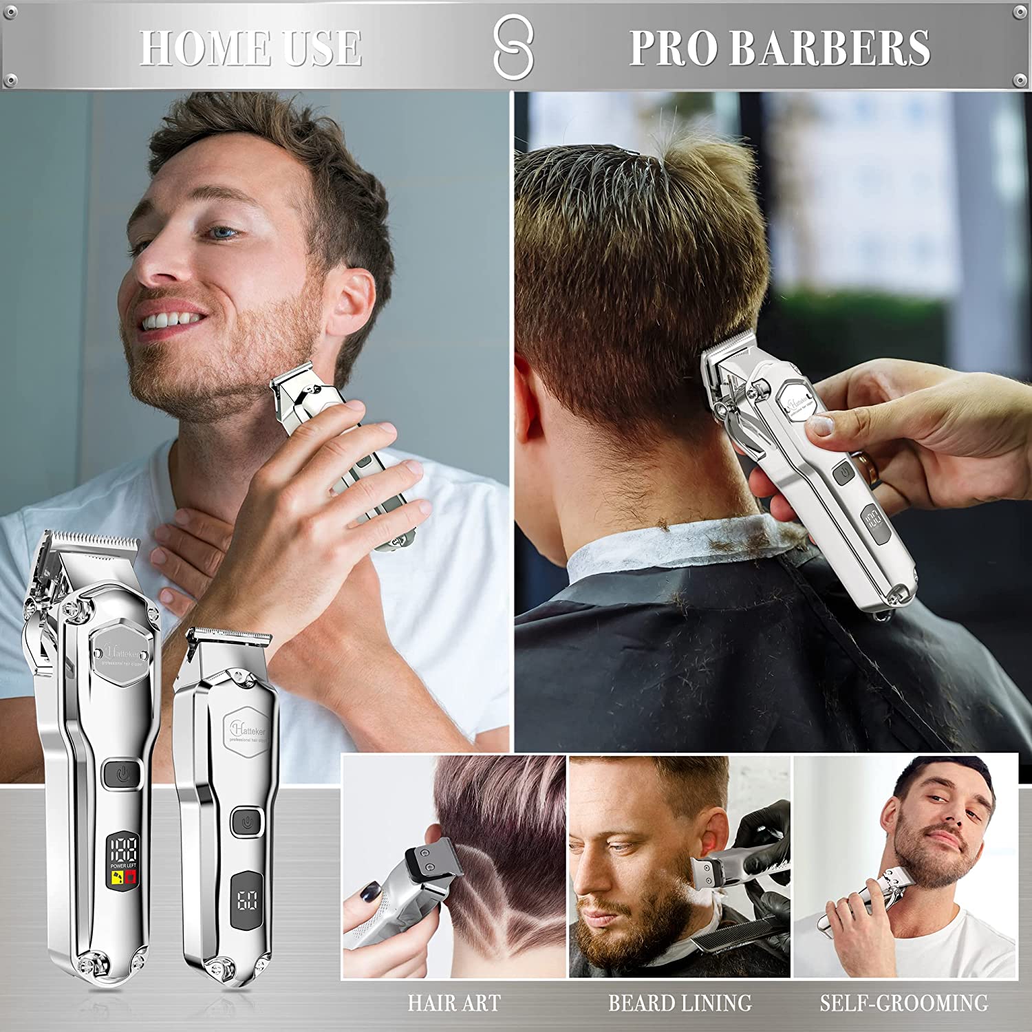 All Metal Herren Professionelle Haarschneidemaschine LCD Haarschneider für Männer Friseursalon Leistungsstarke Finishing Bart Haarschneidemaschine