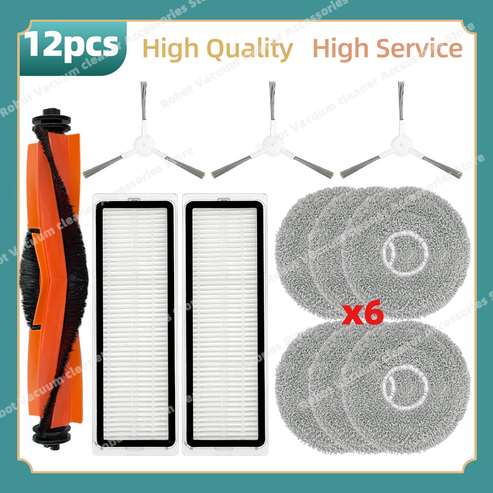 Geschikt voor Xiaomi Robotstofzuiger S10+ B105, S20+ / B108GL, Mop 2 Pro / B113CN, Mop 3S / B108CN Onderdelen Hoofdzijborstel Filter Mop Kit: Bordeaux
