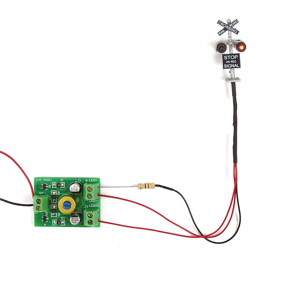 1 Unit N Scale Model Railroad Crossing Signals LED Head 12V 1:160 Model Traffic Singal and Circuit Board Flasher JTD150RP