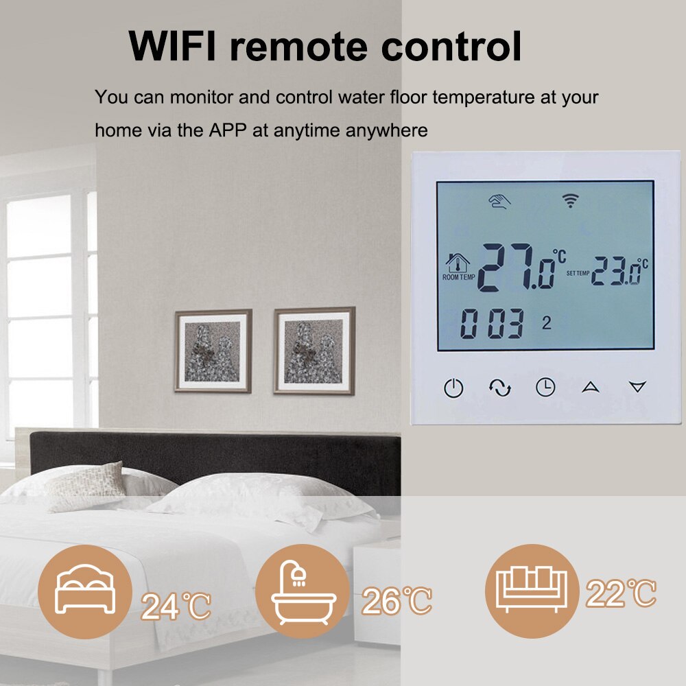 Vancoo-termostato inteligente por voz para calefacción por suelo radiante, 220V, WIFI, aplicación de teléfono móvil, Control de temperatura