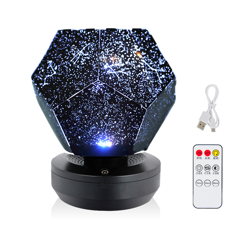 Starry night projection lamp rotating starlight projector fantasy romanceBedroom atmosphere projected starlight: 3 color control CHAR