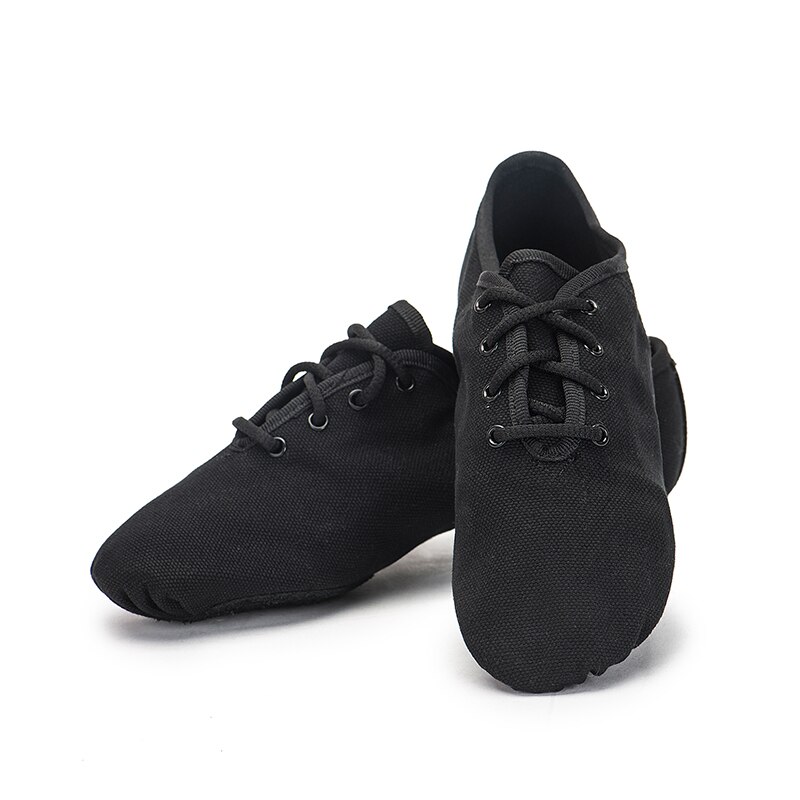 Sansha enfants à lacets chaussures de Jazz noir toile Durable supérieure en daim semelle fendue filles garçons moderne Jazz baskets chaussures de danse JS17C