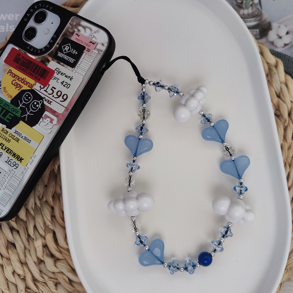 Herlook Heart Telefoonband Korea Mode Witte Wolken Telefoon Charme Voor Mobiele Telefoon Trendy Y Y 2K Accessories: Rood-Bruin