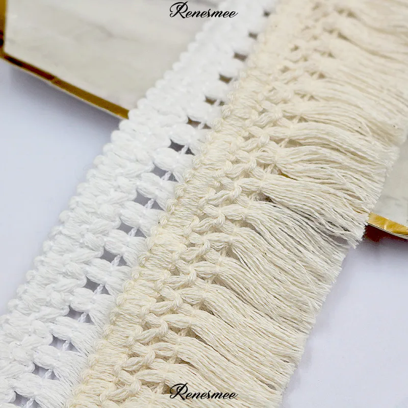 Bufanda de encaje con flecos de algodón de 5 yardas, ropa, alfombra, cortina, adornos decorativos, accesorios para el hogar DIY, 4cm de ancho