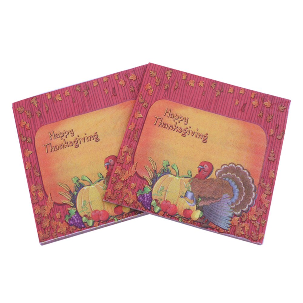 40Pcs Thanksgiving Dag Gedrukt Servetten Cartoon Turkije Tissue Diner Papieren Handdoek Feestartikelen (Patroon 1)