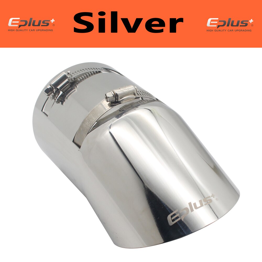 Eplus Car Styling Mufflers Exhaust Tail Throat Pipe Tip Universal Stainless Steel Large Diameter 96mm Auto Muffler: Silver