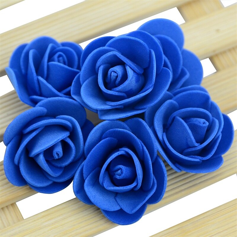 50PCS/Bag Mini PE Foam Rose Flower Head Artificial Rose Flowers Handmade DIY Wedding Home Decoration Festive &amp; Party Supplies: Royal blue