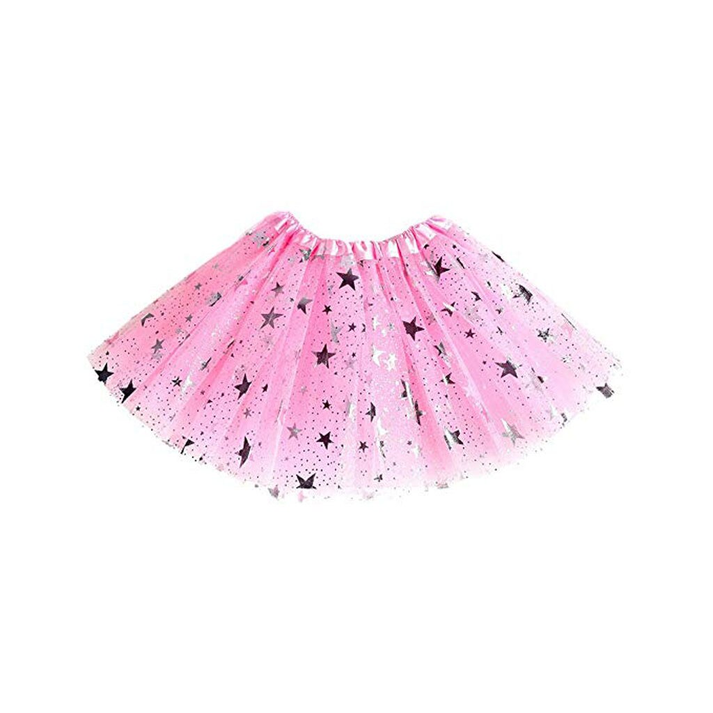 Kleinkind freundlicher Mädchen Baby Tüll Stern Pailletten Prinzessin Ballettröckchen Felsen Outfits Kostüm füllig Felsen Große Pentagramm Netz Blick Felsen jupe: Rosa