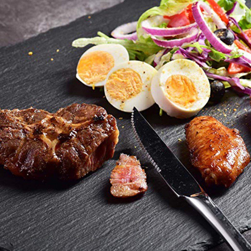 Slate Stone Coasters Rectangle Black Natural Edge Stone Drink Coaster Pad Serving Plate For Home Bar Kitchen