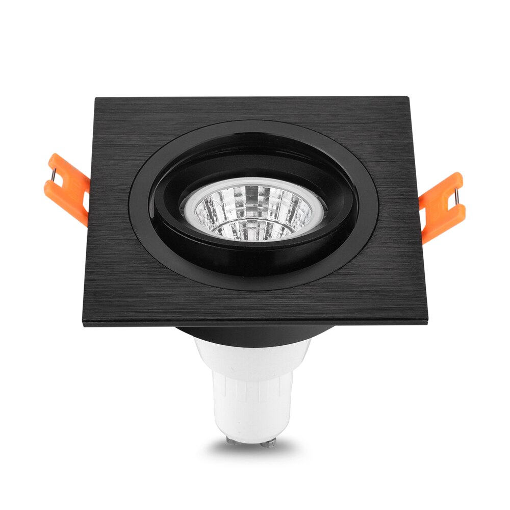 10pcs Vierkante Zwart/Zilver Kleur Halogeen Led Spots Frame DC12V MR16 Socket Spot Lamp Fittings