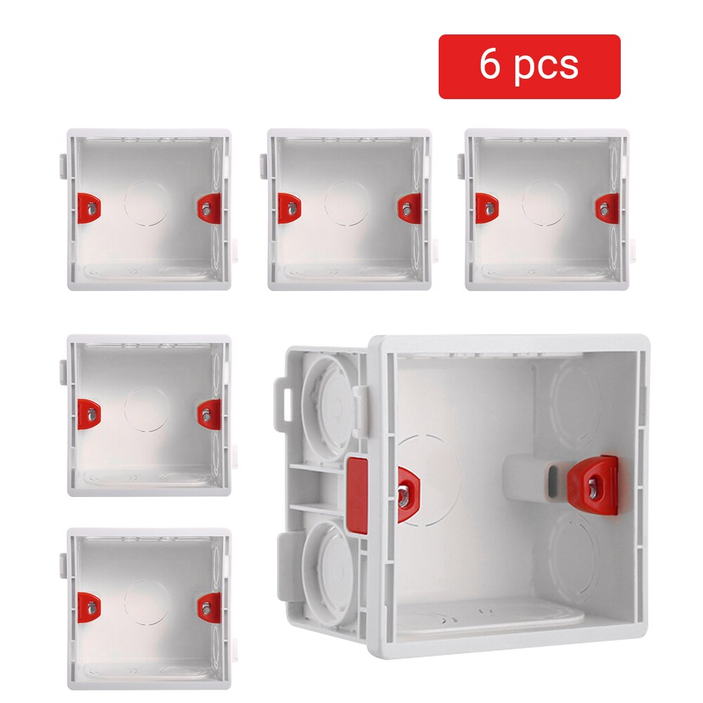 Mount Back Box Switch Socket Box 50mm Depth Wall Switch 86 Type Wall Socket Cassette Light Switch EU Standard Internal Mount: 702A-6PCS