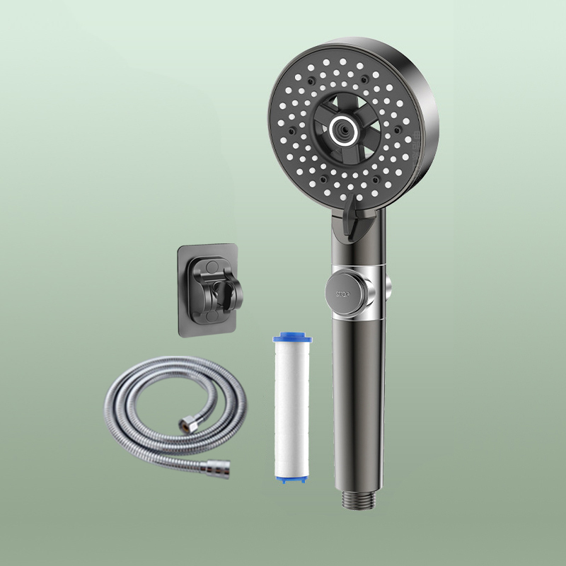 Household Super Shower Set Dechlorinating Light Luxury Booster Spray Shower Head High Pressure Bathroom Purifying Booster Spraye: Blue
