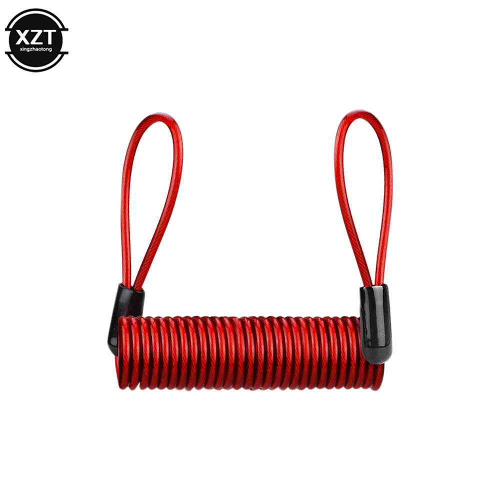 120Cm Alarm Schijf Slot Beveiliging Anti Dief Motorfiets Motorfiets Wiel Rem Alarm Slot & Tas En Herinnering Veer Kabel: Rood