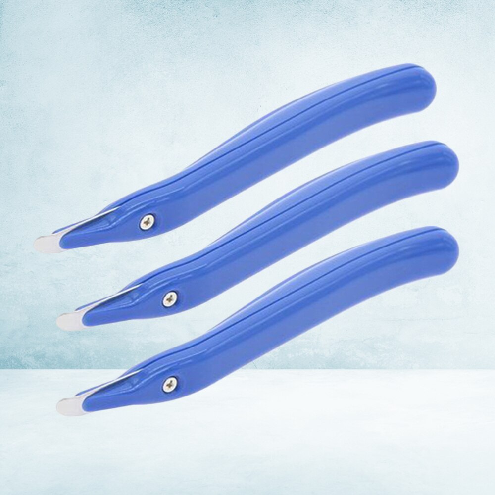3 stuks universele naaldverwijderaar, arbeidsbesparende nietjesverwijderaar, plastic handzame nagelverwijderaar zonder logo (blauw)