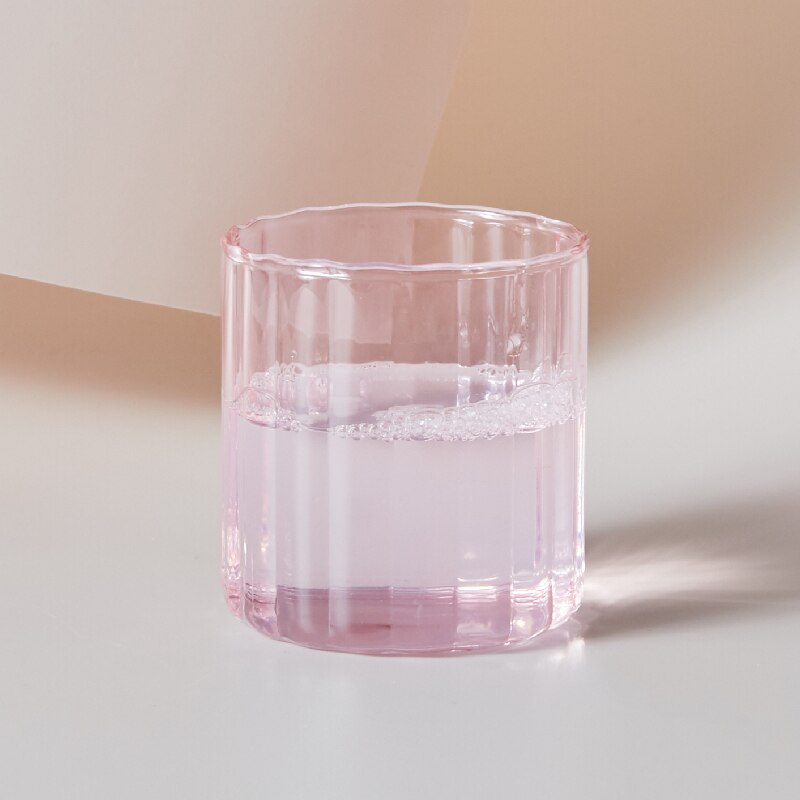 6 farger glass kopper varmebestandig glass kopp brygge krus stripe glass te kontor juice kaffe melk krus familie kopper: 1pc rosa
