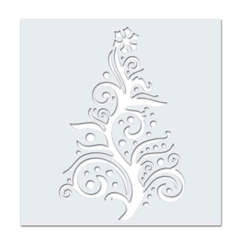 2 Pcs Christmas Stencils Embossing Tree Template Painting Scrapbooking Reusable Home Decor Album Paper Card DIY for Kids