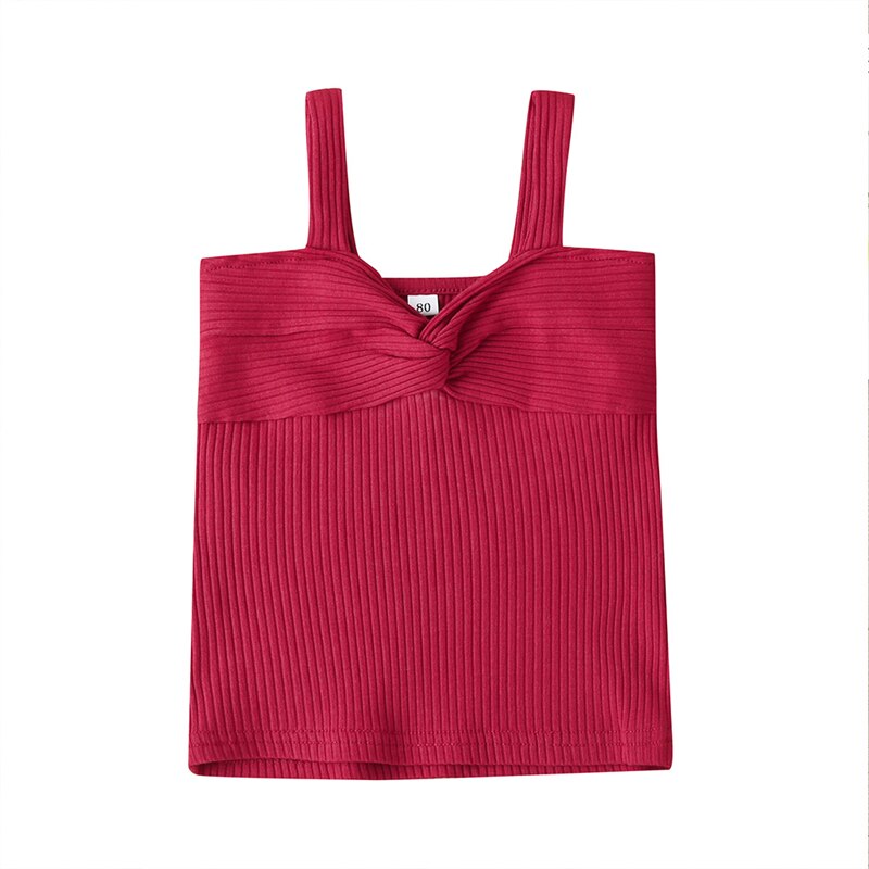 0-3Y Zomer Baby Baby Meisjes Vest Tops Strik Solid Mouwloze Trui Vest Shorts Tops Effen Kleuren: wine red / 12-18 Months