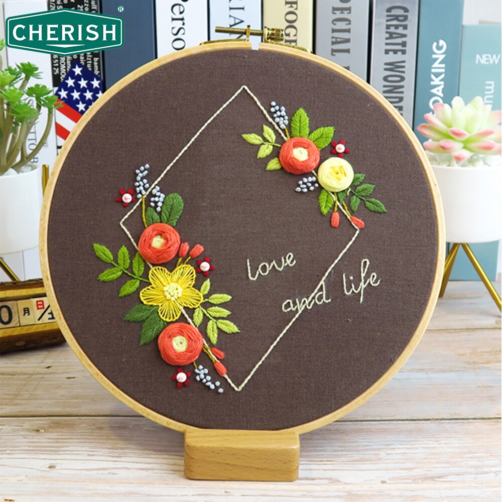 Flower Printed Embroidery Kit for Beginner Needlework Cross Stitch Set Handmade Sewing Art Wall Embroidery Painting Home Decor