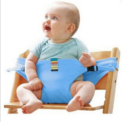 Baby bærbar sæde børnestol rejse foldbar vaskbar spædbarn spisning høj spisebetræk sæde sikkerhedssele fodring høj stol baby: Blå