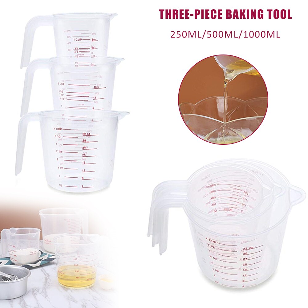 Plastic Measuring Cup Set Jug Pour Spout Surface Kitchen Measure Cup With Angled Grip And Spout For Flour Oil Powder