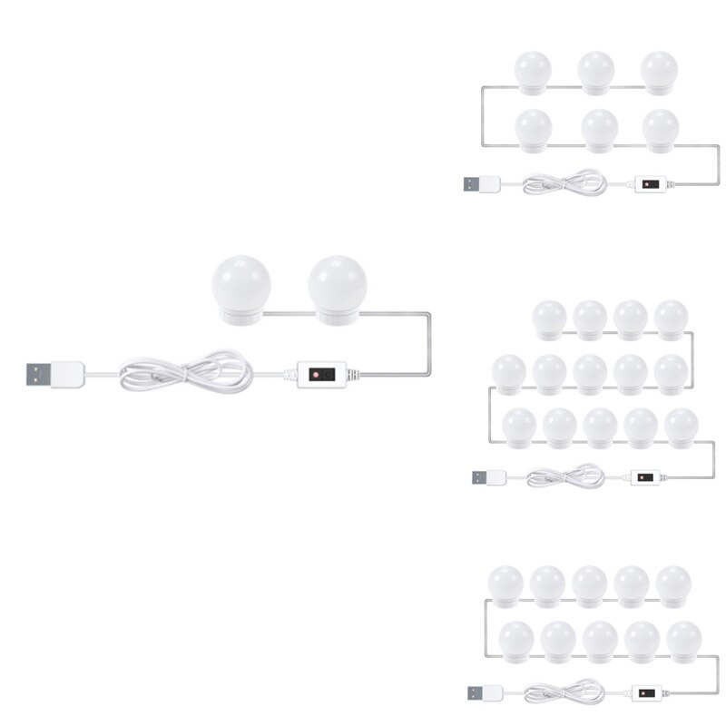 ! USB Hand Vanity Mirror Light Led Makeup Lamp Bulbs Dressing Table Beauty Bathroom Led Wall Lamp