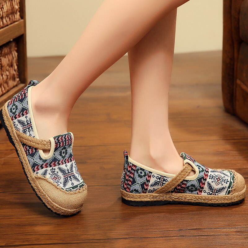 SONDR bordado vintage casual mujeres zapatos chinos planos slip on zapatillas mujer primavera y otoño oxfords punta redonda ayakkabi