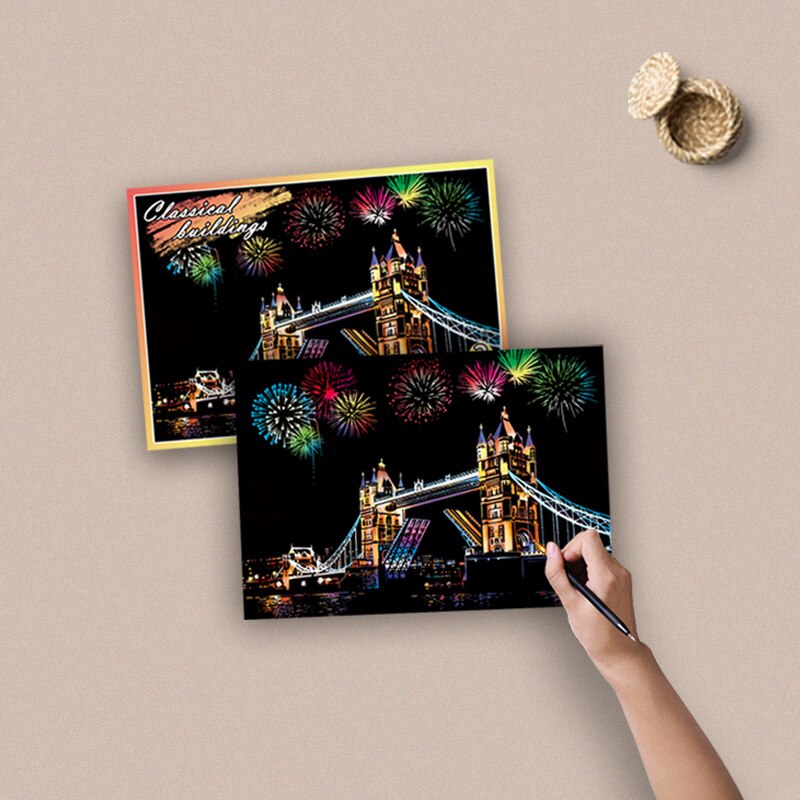4 Stks/set Magic Kleurrijke A5 Tekentafel Papier Schilderen Schrapen Kinderen Tekening Onderwijs Speelgoed Schilderen Doodle Scratch Speelgoed